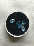 Lot of Five Various Size & Shape Loose Blue Topaz Gemstones