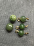 Lot of Five Green Jade Loose Round Beads