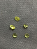 Lot of Five Oval & Round Faceted Loose Peridot Gemstones