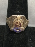 Royal Canadian Army Medical Corps Enamel Detailed Sterling Silver Signet Ring Band