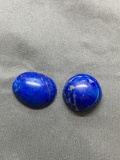 Lot of Two Various Size Oval Shaped Loose Lapis Gemstone Cabochons