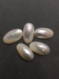 Lot of Five Oval Shaped 20x12mm White Mother of Pearl Gemstone Cabochons