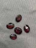 Lot of Five Oval Faceted Loose Garnet Gemstones