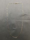 Box Link 0.75mm Wide 18in Long Italian Made Gold-Tone Sterling Silver Chain