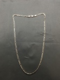 Figaro Link 3.5mm Wide 20in Long Italian Made Sterling Silver Chain