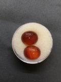 Lot of Two Oval 12x10mm Polished Carnelian Onyx Loose Cabochon Gems