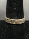 Live, Laugh, Love Themed 4.5mm Wide Sterling Silver Band