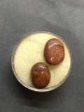 Lot of Two Oval Shaped Polished Loose Sunstone Cabochons