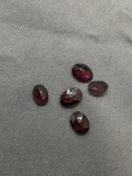 Lot of Five Oval Faceted Loose Garnet Gemstones