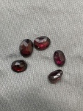 Lot of Five Oval Faceted Loose Garnet Gemstones