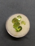 Lot of Five Various Shape & Size Loose Faceted Peridot Gemstones