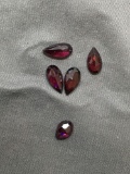 Lot of Five Pear Faceted Loose Garnet Gemstones