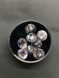 Lot of Eight Various Size Round Faceted Loose CZ Gemstones