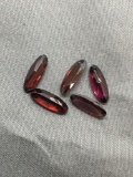 Lot of Five Elongated Oval Faceted Loose Garnet Gemstones