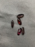 Lot of Five Elongated Oval Faceted Loose Garnet Gemstones