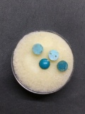 Lot of Four Round 4mm Loose Turquoise Cabochon Gemstones