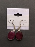 New! Gorgeous Faceted Earth Mined African Red Ruby 1 1/8in Pair of Sterling Silver Earrings