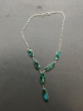 New! Gorgeous Copper Blue Turquoise 18-19in Long Sterling Silver Necklace