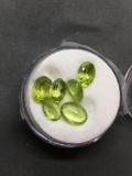 Lot of Six Oval Faceted Loose Peridot Gemstones