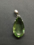 New! Gorgeous Faceted Larger Peridot 1.75in Long Sterling Silver Pendant