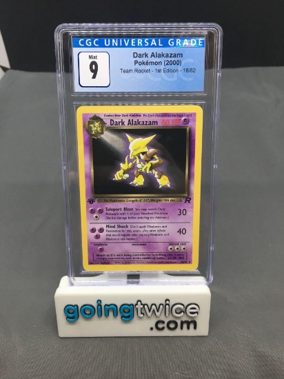 CGC Graded 2000 Pokemon Team Rocket 1st Edition #18 DARK ALAKAZAM Rare Trading Card - MINT 9