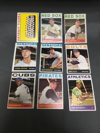 9 Card Lot of 1964 Topps Vintage Baseball Cards from Collection