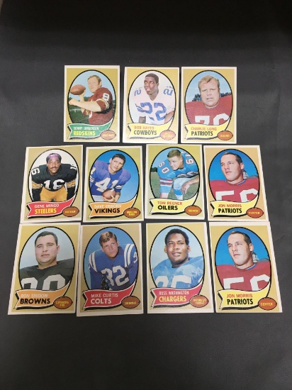 11 Card Lot of 1970 Topps Football Vintage Cards from Collection