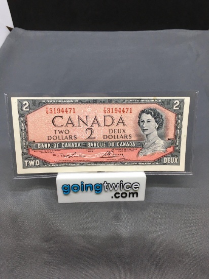 1954 Canada Queen Elizabeth $2 Bill Currency Note from Estate Collection