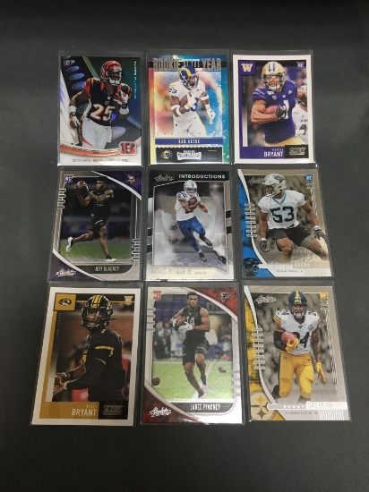 9 Card Lot of FOOTBALL ROOKIE CARDS - Mostly Newer Sets and Stars and Hall of Famers! WOW!