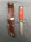 Swedish Made MORA Knife Red Handle w/ Leather Sheath