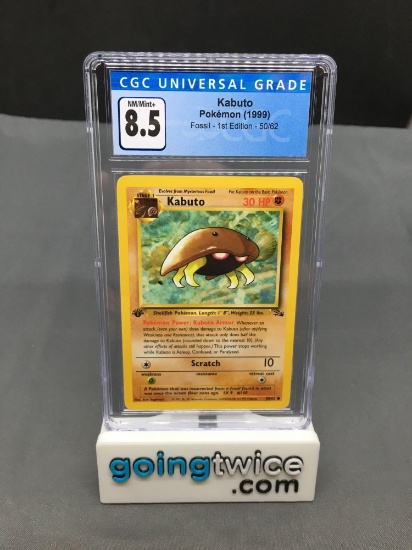 CGC Graded 1999 Pokemon Fossil 1st Edition #50 KABUTO Trading Card - NM-MT+ 8.5