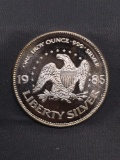 1 Troy Ounce .999 Fine Silver LIBERTY 1985 Silver Bullion Round Coin