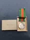 Amazing WWII Great Britain Defence Award Medal - Sterling Silver - Nice in Original Box