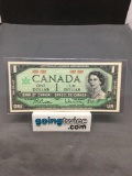 1967 Canada Queen Elizabeth $1 Bill Currency Note - No Serial Number from Estate Collection