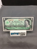 1967 Canada Queen Elizabeth $1 Bill Currency Note - With Serial Number - Uncirculated Condition