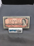1954 Canada Queen Elizabeth $2 Bill Currency Note from Estate Collection