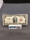 1953-C United States Jefferson $2 Red Seal Bill Currency Note from Estate