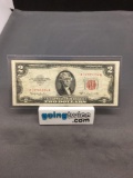 1953-C United States Jefferson $2 Red Seal Bill Currency Note from Estate