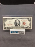 1963 United States Jefferson $2 Red Seal Bill Currency Note from Estate