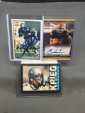 3 Card Lot of Seattle Seahawks Autographed Football Cards from Collection