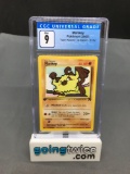 CGC Graded 2000 Pokemon Team Rocket 1st Edition #61 MANKEY Trading Card - MINT 9