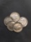 5 Count Lot of United States Roosevelt Dimes - 90% Silver Coins From Estate