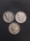 3 Count Lot of United States Mercury Dimes - 90% Silver Coins from Estate
