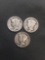 3 Count Lot of United States Mercury Dimes - 90% Silver Coins from Estate