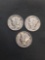 3 Count Lot of United States Mercury Dimes - 90% Silver Coins from Estate