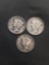 3 Count Lot of United States Mercury Dimes - 90% Silver Coins from Estate