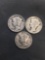 3 Count Lot of United States Mercury Dimes - 90% Silver Coins from Estate