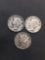 3 Count Lot of United States Mercury Dimes - 90% Silver Coins from Estate