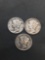 3 Count Lot of United States Mercury Dimes - 90% Silver Coins from Estate