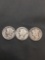 3 Count Lot of United States Mercury Dimes - 90% Silver Coins from Estate